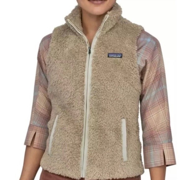 Patagonia Women’s Tan Sherpa Los Labos Reversible Vest- Size Small - Picture 1 of 8